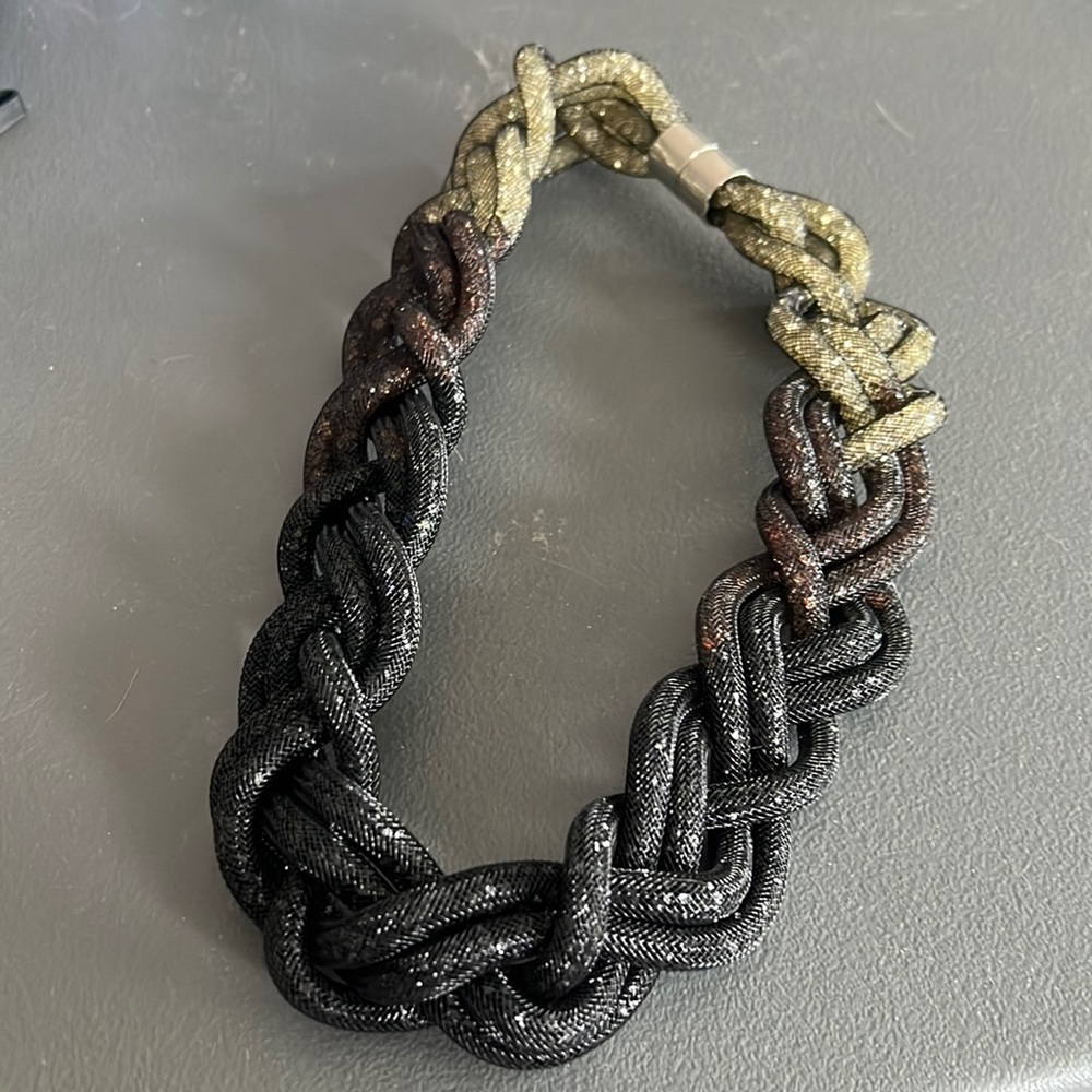 Black and grey glittery statement necklace